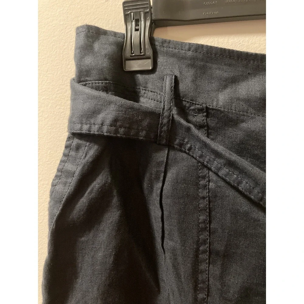 LAUREN RALPH LAUREN Shorts Linen‎ NWT Womens Blue Pockets Tie Belt Size 12 $79